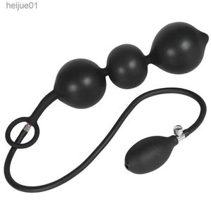 Nya 3 pärlor uppblåsta anal dildo pump bdsm expander stor rumpa plug prostata massager anus dilator vuxna sex leksaker för män kvinnor l230518