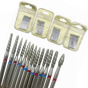 Nail Art Equipment 10Pcs Flame Drill Bits Diamond Cutters per Manicure Cuticola Clean Burr Mill Nails Accessori Strumento 230606
