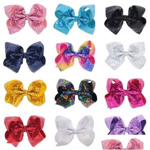 Hårklipp Barrettes glitter paillette bow knot clip baby barn bobby stift hårnål klänning mode smycken smycken släpp leverans hårjuwelry dhlav