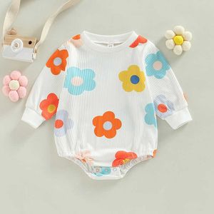 Overalls Baby Mädchen Jungen Kleidung Bunter Druck Frühling Herbst Gerippter Langarm Dreieck Overall G220606