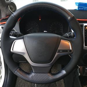 Steering Wheel Covers Anti-Slip Carbon Fiber Leather Car Braid Cover For Elantra 4 2023-2023 Solaris Accent