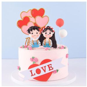 Festive Supplies Wedding Lovely Couple Cartoon Characters Birthday Cake Topper Love Confession Dessert For Engagement DecorationParty