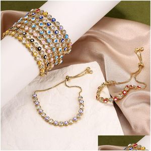 Charm Bracelets Blue Evil Eye Crystal Muslim For Women Fashion Jewelry 7 Turkish Bracelet Gold Color Plated Never Faded Drop Delivery Dhz0P