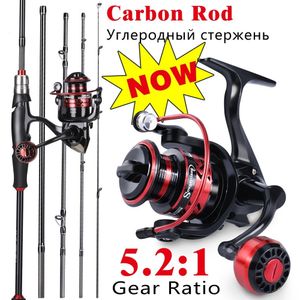 Rod Reel Combo Sougayilang Fishing Reel and Rod Set 1.82.1M 6-sections Fishing Rod and 5.2 1 Gear Ratio Fishing Reel Spinning Reel Kit 230606