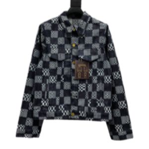 2023 Men designer Coat Denim Jacket plaid Black white Panelled pockets Denim 1854 long sleeve women black