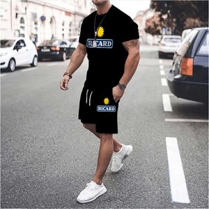 Trailsuits Fashion Fransa Ricard Soul Renkli Vintage Spor Giyim Kısa Elbise Yaz Seti Trailsuit T-Shirt Erkek Giyim P230605