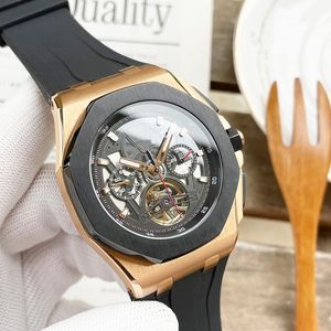 Relógio masculino com volante oco, relógios mecânicos automáticos, 44 mm Safira, designer, relógio de pulso, à prova d'água, 100M, luminoso, 904L, caixa de aço de precisão, Montre de Luxe