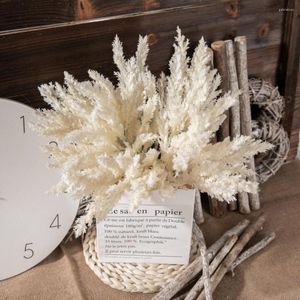 Decorative Flowers 6pcs White Grass Plant Artificial For Wedding Christmas DIY Craft Bunch Indoor Party Home Decor Fake