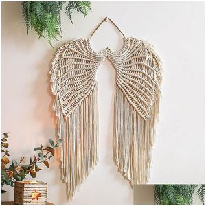 Tapeçarias Angel Tassel Rame Tapeçaria para pendurar na parede Faça você mesmo Tecido feito à mão Decoração de casa para quarto Boho Drop Delivery Garden Dhrao