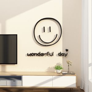 Creative Smiling face Acrylic wall stickers for Kids room Wonderful day Living room Bedside decoration Kindergarten Wall sticker