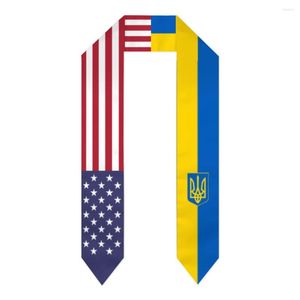 Scarves Graduation Sash Ukraine & USA United States Flag Stole Shawls Graduate Wraps Scraf International Student Pride Gifts