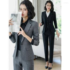 Women's Two Piece Pants Business Suit Women's Black Small Coat Spring Autumn And Winter El Uniform Beautician Work Clothes Fo