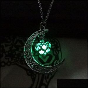 Pendant Necklaces Glow In The Dark Moon Love Necklace Noctilucence Locket Women Fashion Jewelry 162397 Drop Delivery Pendants Dhqhz