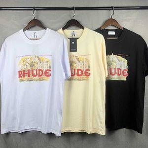 Shirds Monaco with God's Help Spring Summer Rhude Tシャツユニセックス1カジュアルトップルーズティーレタープリントRhude半袖