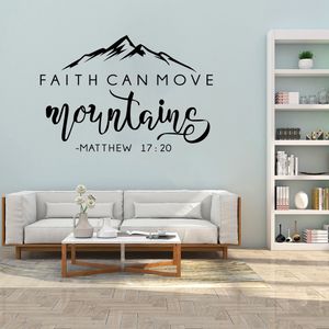 Faith Can Move Mountains Bible Verse Vinyl Wall Sticker Christian Wall Decor For Home Car Laptop Art Decals Bedroom Wall Decal