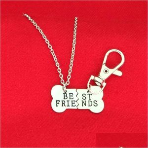 Pendant Necklaces Friends Dog Bone Necklace Keychain Jewelry Sets Letter Sier Gold Joint Kids Women Will And Sandy Drop Delivery Pend Dhwbh