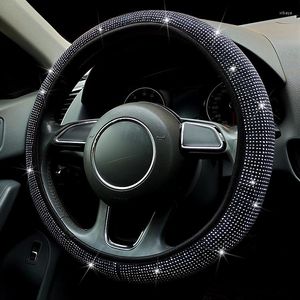 Cobertura de volante 38 mm Couro PU Estojo de cristal com strass Estojo de decoração interior automotivo estilo