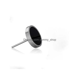 Stud Black Stainless Steel Earrings Hip Hoop Ear Rings For Women Men Fashion Jewelry Will And Sandy Drop Delivery Dhmij