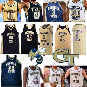 coe1 Georgia Tech Giacche gialle Maglia da basket NCAA College Devoe Jose Alvarado Moses Wright James Banks III Usher Stephon Marbury Chris Bosh