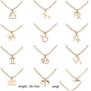 Hänge halsband 12 konstellation hängen elegant fashon legering zodiak skylt choker halsband för kvinnor flickor smycken gåva droppe deliv dhrna