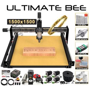 Joiners Bulkman 3D Siyah 1500x1500mm Ultimate Bee CNC Yönlendirici Komple Kit Top Vidası Sesir Şanzıman 4 Eksen Ahşap İşleme Makinesi