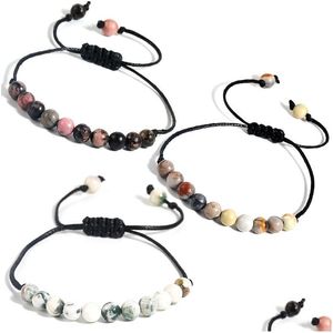 Charm Bracelets Ajustável de Pedra Natural Pulseira Yoga Cura Crystal Stretch Frisado Para Mulheres Homens Joias Artesanais Drop Delive Dho5Y