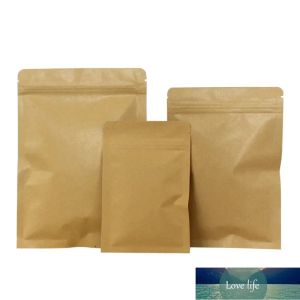 100 Stück All-Match-Verpackungsbeutel aus braunem Kraftpapier mit flachem Boden, umweltfreundliche Lebensmittelaufbewahrungsverpackung, Druckverschlussbeutel, feuchtigkeitsabweisende Aluminiumfolienbeutel