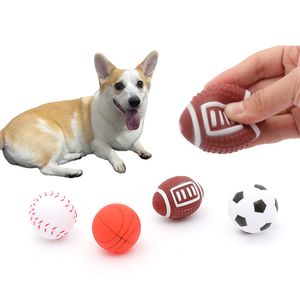 Husdjurshund Squeak Toys Rubber Ball For Dogs Resistance Bite Dog Chew Toys Puppy Toy Pet Training Products Basketball Football Rugby