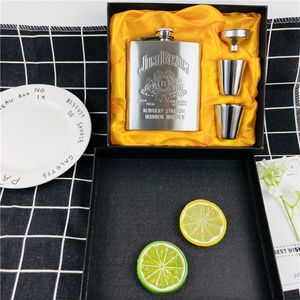 Hip Flasks Whisky Free Vodka Gift 304 STALOWE Pudełko 7 uncji kolba alkoholowa Sprzedaż Alkohol Festiwal Zestaw stali nierdzewnej BPA Flagon Whisky