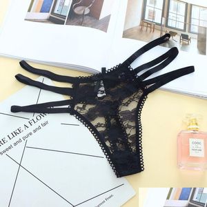 Women'S G-Strings Mtilayer Waist Ties G String Panties Sexy Lace Briefs See Through Bikini Women Underwears Lingerie Thongs T Back F Dh42W