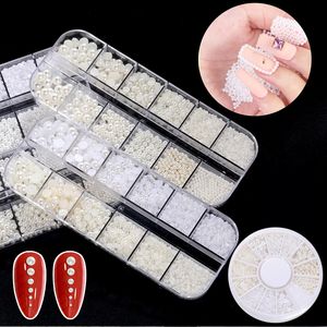 Nail Art Decorações Peças Acessórios para Unhas Pérolas Flatback Miçangas Nacre 1 Caixa Acrílico Bola Strass Suprimentos Para Profissionais Costura Kit Estojo 230606