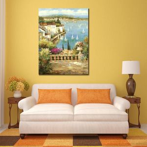 Современные живописные пейзаж Canvas Wall Art Art Ocean Garden Impressionist