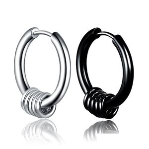 Hoop Huggie Orecchini in acciaio inossidabile Puncture Sier Black Rings Ear Stuff Gioielli di moda per uomo Donna Drop Delivery Dh17S