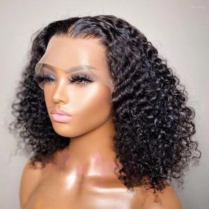 Peruvian Short Curly Bob Wig 13x4 Transparent Lace Front Human Hair Wigs For Women Deep Glueless Frontal Pre Plucked