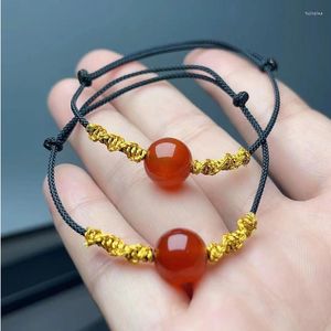 Chains KYTRD Fashion Red Agate Bracelet Ladies Necklace Bean Acacia Transfer Beads Beaded Woven Pendant Birthday Gift
