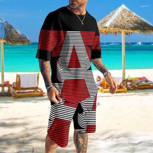 Męskie dresy letnie mężczyźni chiński styl koszulki Tracje 3d print plażowy casual krótki rękaw 2-częściowe zestawy ubrania