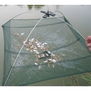 Fishing Accessories Portable 6060cm Folding Net Nylon Network Shrimp Fish Casting Cage Outdoor Fishnet 230606