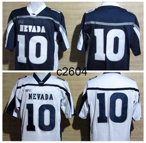C2604 NCAA Vintage Nevada Wolf Pack Koleji Futbol Formaları Colin Kaepernick 10 Mens Lacivert Dikişli Futbol Gömlekleri Özelleştirme S-XXXL
