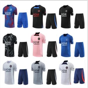 22/23/24 PSGs agasalho de futebol camisas 22 23 Paris roupas esportivas homens terno de treinamento terno de manga curta kit de futebol uniforme chandal moletom Conjunto de suéter 01