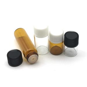 10Pcs/lot Essential Oil Bottles 1ml 2ml 3ml 5ml Glass Bottle with Orifice Reducer and Cap Small Clear Vials 2S7U