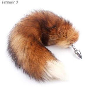 Разделяемая анальная платья Real Fox Tail Cosplay Butt Plug Anal Sex Tail продукты для взрослых анальные секс -игрушки для женщин пары мужчины сексуальные магазин L230518