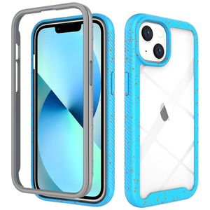 Clear Acrylic Phone Cases for iphone 15 14 MAX 13 MINI 12 Mini 14 Plus 12 11 XS X XR 6 7 8G SE2 SE3 XS MAX 15 Pro Max 2in1 Color Shockproof TPU PC Back Cover