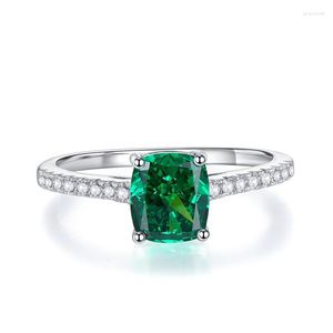 Küme Yüzükleri 925 Gümüş 6.5 7.5mm Emerald Aquamarine Yüksek Karbon Pırlanta Kadınlar İçin Köpüklü Düğün Güzel Takı Anneler Günü Hediyesi