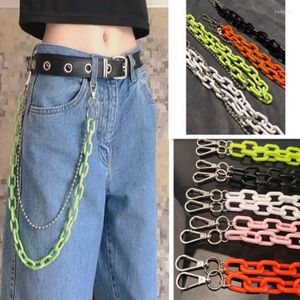 Chaveiros Punk Hip Hop Cor Sólida Chaveiro Multicamada Para Unissex Cool Streetwear Moda Homem Mulheres Cinto Jeans Cintura Calças Chaveiro