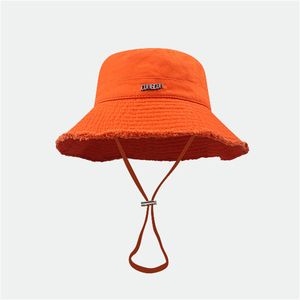 Fashion Bucket Hat Luxury Designer Adjustable Big Eaves Hats Casual Travel Outdoor Washable Worn-out Fur Edge Hanging Rope Sun Cap 8 Colors