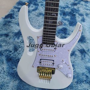 Maymun Grip 77VV WH BEYAZ JEMSTEVE ELEKTRİK GİBİ Abalone Yaşam Ağacı Kakma, Floyd Rose Tremolo, Lions Pençe Boşluğu, Beyaz İnci Pickguard, Altın Donanım