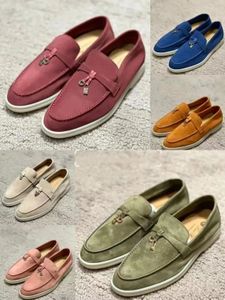 Verão 23S/S Marca LoroPiana Sapatos Casuais Charms Walk Mocassim Cano Baixo Camurça Couro de Vaca LP Oxfords Mocassins Planas Conforto Sola de Borracha Caminhada para Cavalheiros