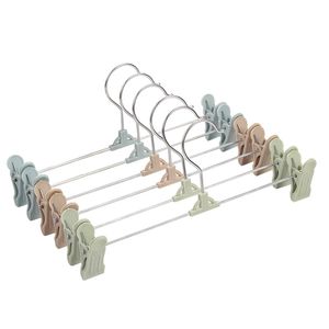 Plastic multifunctional clothes hanger wholesale clothing store pants rack adjustable and adjustable household anti-skid underwear group clip