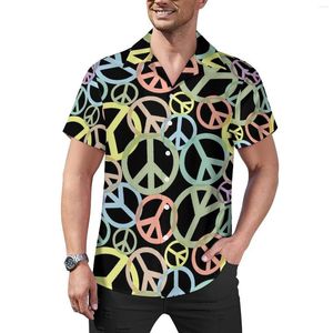 Camicie casual da uomo Camicia colorata Peace Beach Retro Sign Stampa Hawaii Uomo Camicette alla moda Design a manica corta Top 3XL 4XL