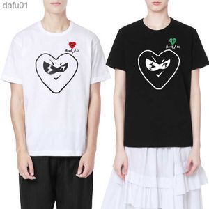 Break Egg Summer T-shirt Masculino Feminino Coração Letra Bordado Love Printing Algodão Decote O Manga curta Fit Respirável T-shirt L230520